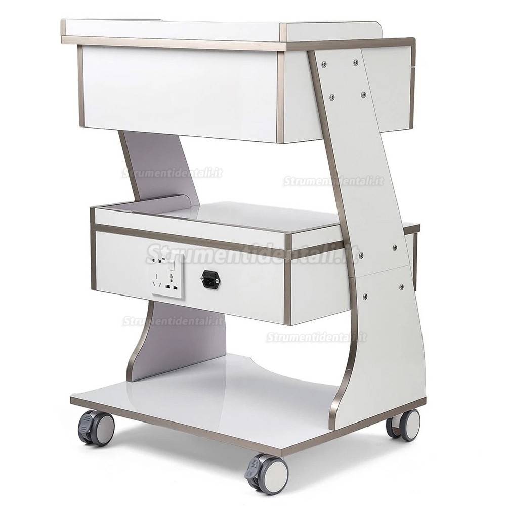 Carrello portaoggetti odontoiatrico Dentech G06 con doppio cassetto e vassoio portastrumenti